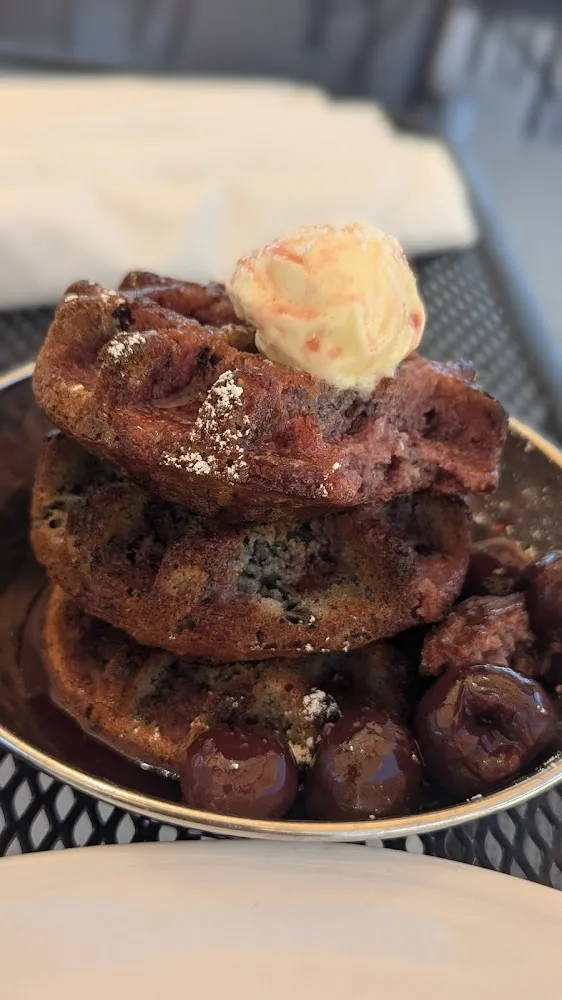 Blue Corn Cherry Wine Waffles